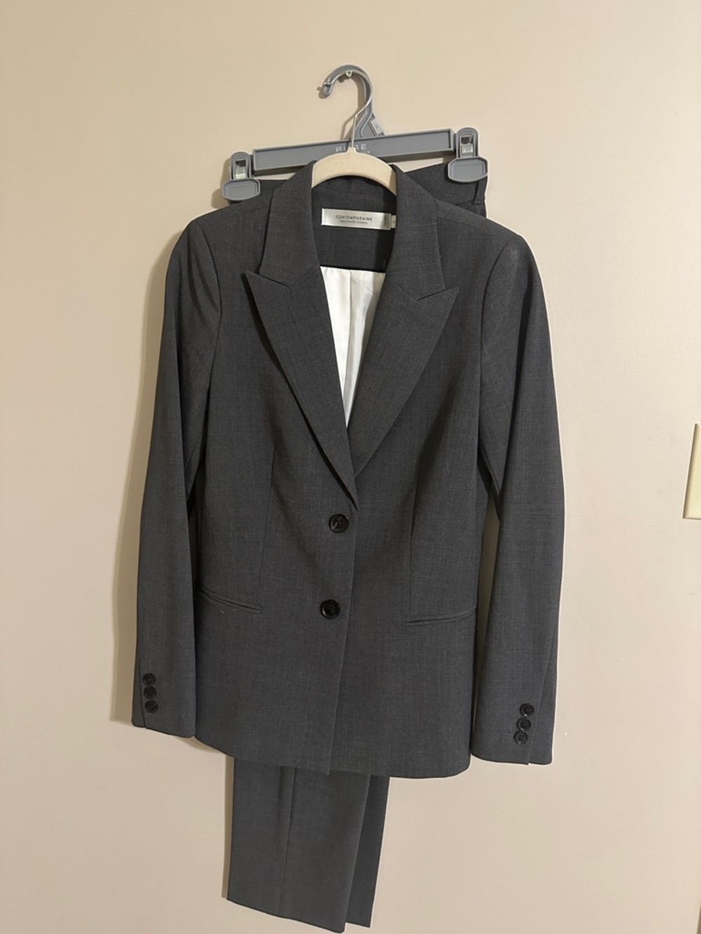 Contemporaine  Women's Charcoal Gray Two-Button Blazer, Trousers, Skirt